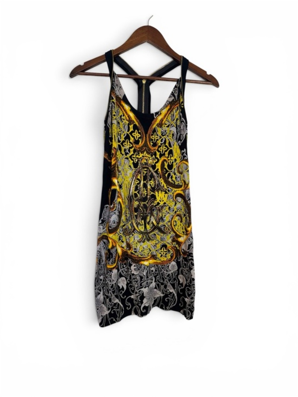 Ed Hardy By Christian Audigier Y2K Vintage Racerback Zip Dress Rhinestone Large